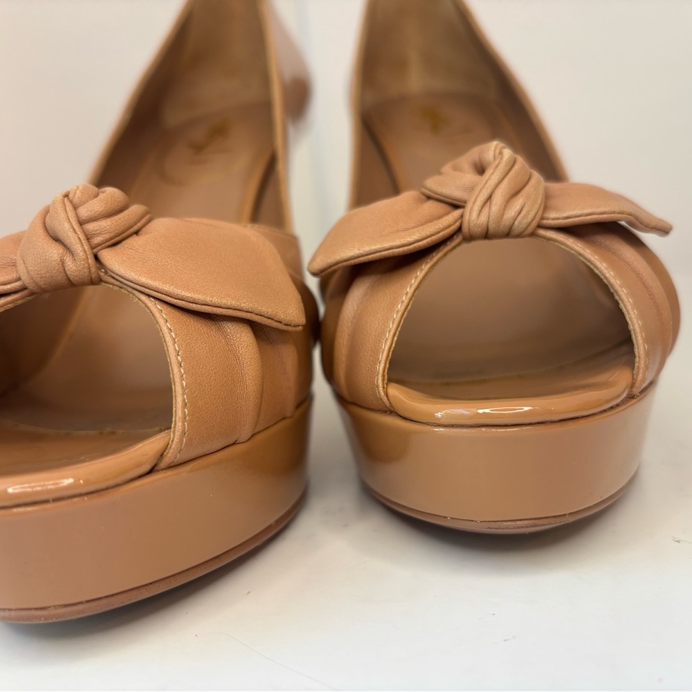 Yves Saint Laurent Brown Knotted Peep-Toe Heels - Picture 5 of 12